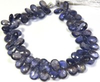 Perles de pierres précieuses en Iolite bleue, forme poire, 8-10 mm, qualité supérieure, naturelles, facettées, translucides, brin de 7 pouces, 90 carats, prix d'usine