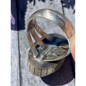 Merle House <b>Adjustable</b> <b>Ring</b> White Buffalo & Sterling Silver Rose Gold Plating Bezel Set Oval Cut Diamond Size 11 Perfect Gift - Product Image 5