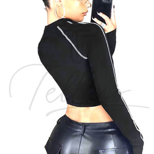 Débardeurs pour femmes de haute qualité en gros, tricotés, courts, logo personnalisé, col rond, yoga, slim - Product Image 5