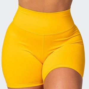 Shorts de yoga respirants sans couture personnalisables avec logo pour femmes, shorts de sport taille haute, shorts de fitness avec couleur jaune - Product Image 6