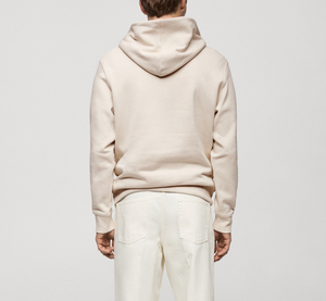 Sudadera con Capucha Beige para Hombre, Color Sólido, Logotipo Estampado en la Parte Delantera, Corte Ajustado, Estilo Casual, Algodón French Terry, Resistente al Viento, para Primavera - Product Image 2