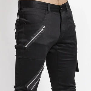 Pantalon gothique noir slim fit à longues bretelles pour homme, style punk rock alternatif, vente chaude, vente en gros d'usine 2026 - Product Image 4