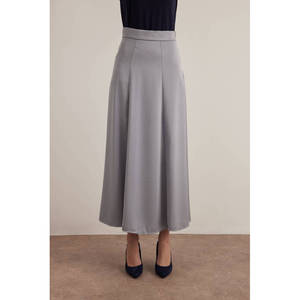 Grey Adjustable Wrap <b>Skirt</b> with Belted Flared Design - Product Image 3