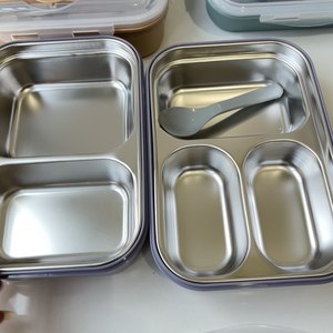 MM热卖大容量2格饭盒带勺子304不锈钢饭盒套装 - Product Image 3