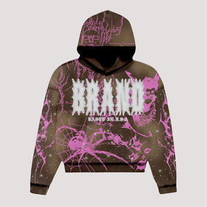 Venta al por mayor 100% algodón cremallera Sudadera con capucha hombres ropa de calle de gran tamaño Rhinestone PuffPrinting sudadera de lana - Product Image 2