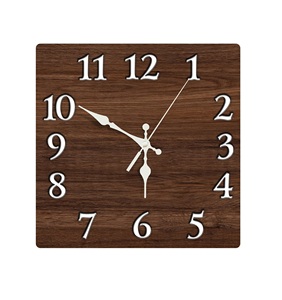 Horloge murale carrée silencieuse sans tic-tac horloge 12 pouces bois naturel en bois noyer brun décor à la maison pour salon salle de bain lit - Product Image 1