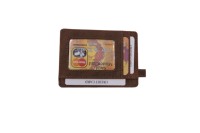 Dompet tempat kartu ramping kulit asli tahan lama, dompet saku depan dengan Tab tarik cepat akses jendela ID banyak slot kartu