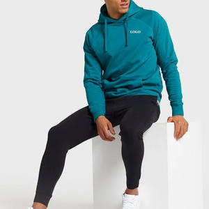 Conjunto Deportivo de Diseño de Color Sólido para Hombre, Mangas Completas, Material Cómodo, Diseño de Cintura Elástica, Conjunto con Capucha y Bolsillos Tipo Canguro - Product Image 1