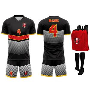 Uniforme de football sur mesure 100% polyester respirant et extensible avec manches courtes et logo avant pour les équipes sportives masculines - Product Image 5