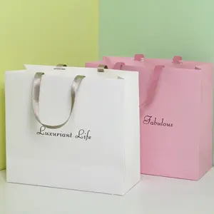 Сказочный бутик, розничная торговля, Подарочная коробка для свадебных гостей, высококачественные Оптовые бумажные пакеты с ленточной ручкой