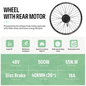 Kit de Conversion Vélo Électrique <span class=keywords><strong>Bafang</strong></span> 48V <span class=keywords><strong>500W</strong></span> <span class=keywords><strong>Moteur</strong></span> Arrière, Écran EKD01, Accélérateur au Pouce, Capteur PAS pour Roues 700C 27.5" 26" - Product Image 2