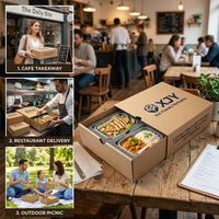 Caja de Comida para Llevar Ecológica Personalizada XJY, Embalaje de Cartón Corrugado con Forro de Esponja e Impresión de Logotipo