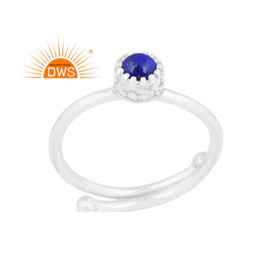 Dernières tendances Bague empilable en argent sterling fin avec pierres précieuses lapis lazuli naturelles Fabricant de bijoux personnalisé - Product Image 4