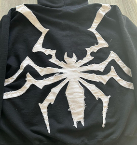 Sudaderas con capucha para hombre con lavado ácido, ropa de calle de gran tamaño con apliques bordados, estilo desgastado, 100% por ciento de algodón, Sudadera con capucha de felpa francesa - Product Image 4