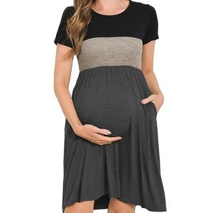 Robe Chemise Respirante Dernière Tendance 2026, Robe de Maternité Colorblock Imprimée pour Allaitement, Vente en Gros OEM - Product Image 1