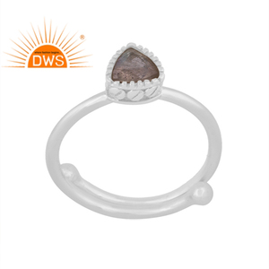 Hot Selling Fine Sterling Silver Natural <b>Labradorite</b> Gemstone Triangular Design Stackable <b>Ring</b> Custom Jewelry For Women - Product Image 1