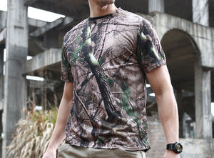 T-shirt respirant en tissu piqué pour hommes, col rond, camouflage tactique, séchage rapide, randonnée, chasse, entraînement - Product Image 5