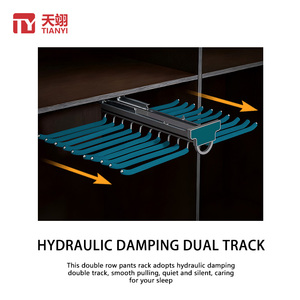 Premium <strong>Wardrobe</strong> Accessory Top Mounted Double Row Aluminum Alloy <strong>Pull</strong> Out Trouser Rack Detachable Slide <strong>Rail</strong> Design - Product Image 5