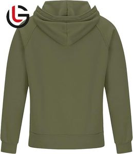 Vert clair 100% coton polaire à capuche pour hommes hiver chaud non doublé confortable personnalisé capuche poches avant kangourou fermeture éclair complète - Product Image 3