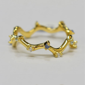 Anillo de Plata S925 Chapado en Oro de 14K con Zafiro Azul Celeste y Topacio Azul, Personalizable para Minoristas, OEM y ODM - Product Image 1