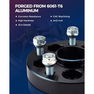 Entretoises de roue Vypart 6x5.3 de 1,5 pouce en alliage d'aluminium, adaptateur centré sur le moyeu avec goujons et écrous M14x1.5, alésage de moyeu 87,1 mm, lot de 4 - Product Image 2