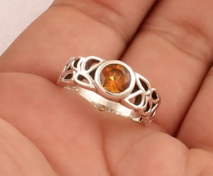 แหวนเงินประดับพลอยซิทรีนที่สวยงามทำด้วยมือสายรัดดอกไม้ที่มีเอกลักษณ์925ทึบและเงินสเตอร์ลิงทันสมัยสำหรับวันครบรอบแต่งงาน - Product Image 3