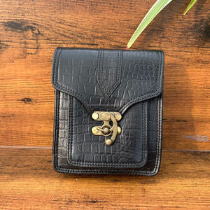 Nuevo bolso de cuero cruzado con patrón de cocodrilo negro, Mini bandolera cosida a mano para mujer, bolso estético elegante Vintage - Product Image 2