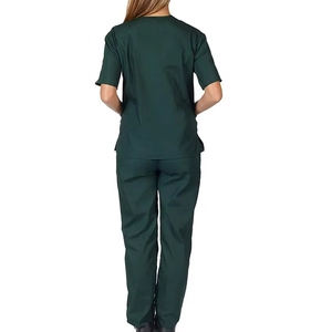 Uniforme de fregado con logotipo personalizado para mujer, uniforme médico profesional de mezcla de algodón verde con bolsillos para el personal sanitario - Product Image 2