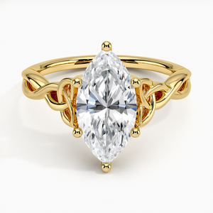 1ct Marquise Cut Certified Lab Grown Diamond Solitaire 14K Oro sólido Compromiso Anillo entrelazado para hombres y mujeres Regalos de lujo - Product Image 1