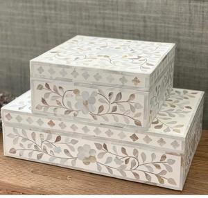 Incrustation de nacre et résine de qualité supérieure boîte à bijoux stockage salon décor à la maison ferme Villa boîte à bijoux décorative - Product Image 2