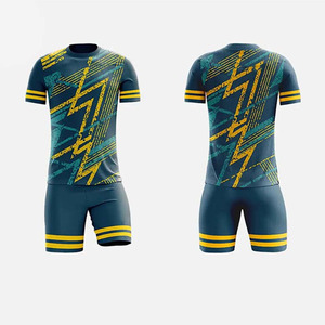 Wholesale Custom Sublimated Soccer Kit Geometric Pattern Football Jersey With Shorts & <b>Socks</b> Full Kit for Team Wear - Product Image 2