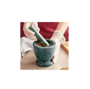 Ensemble de mortier et de pilon en marbre, broyeur manuel pour pâte à l'ail, épices et condiments et produit Offre Spéciale