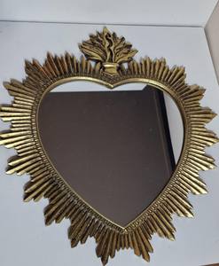 Grand miroir vintage en forme de cœur sacré, faisceau de soleil, rayon de soleil - Product Image 4