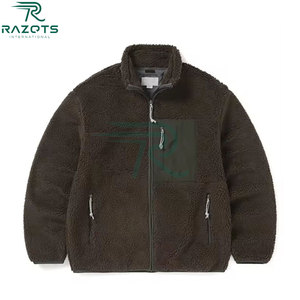 Razorts Men's Winter <b>Fleece</b> <b>Jacket</b> Stand Collar Zipper Closure Casual Loose Fit Windproof Waterproof Breathable Quick Dry Cotton - Product Image 3