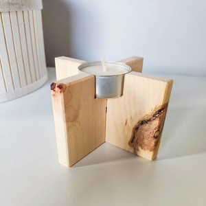 DECOR N UTILITY CRAFT Pine Wood <b>Tealight</b> <b>Holder</b> Handmade Rectangular Wooden Decoration for Home Christmas Use Solid Wood Crafted - Product Image 2
