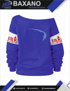 Sudadera de punto con hombros descubiertos de la hermandad Delta Sigma Theta, diseño 1913 y letras griegas con logotipo frontal personalizado para fiesta - Product Image 5