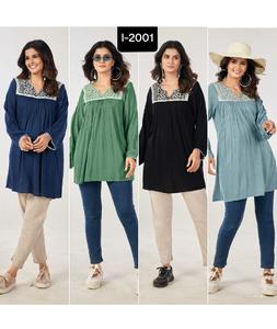 Kurti corto de estilo étnico y moderno indio y túnica con trabajo de bordado Top elegante con talla grande disponible para ropa informal - Product Image 1