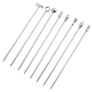 Elegantes selecciones de cóctel de metal Fruit Stick Herramientas de bebida reutilizables de acero inoxidable para el hogar - Product Image 1