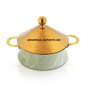 Juego de tres cazuelas martilladas, diseño atractivo, cazuela hecha a mano, calentador de alimentos decorativo de lujo con acabado personalizado - Product Image 2