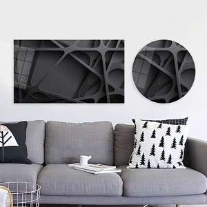 Elegante Arte Abstracto Negro en 3D para Pared: Impresión Moderna en Vidrio Templado, ARTE EN VIDRIO TEMPLADO - Product Image 1