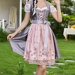 ชุดเดรส dirndl ขนาดใหญ่พิเศษสำหรับผู้หญิงเครื่องแต่งกายสไตล์โกโกลด์บาวาเรียพิมพ์ลายตามสั่ง - Product Image 3