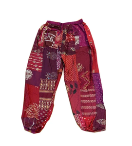 Pantalones bombachos de retazos al por mayor de temporada, ropa transpirable para festivales de verano con bolsillos para mujeres y hombres, cintura elástica - Product Image 1