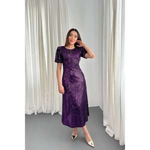 Vestido de Noche Morado con Lentejuelas al por Mayor - Product Image 3