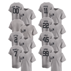 Maillots de baseball pour hommes 2025 New York Road, personnalisés, gris, brodés, uniformes avec logos, grandes tailles, respirants - Product Image 1
