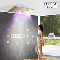 Pomme de douche pluie LED de plafond de 24X32 pouces avec musique Grand système de douche pluie de luxe Fixations Kit de mitigeur thermostatique