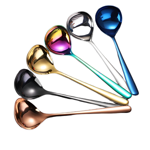 Meilleure vente Ensemble d'ustensiles de service de cuillère en acier inoxydable attrayants et luxueux Louche multicolore avec miroir poli - Product Image 1