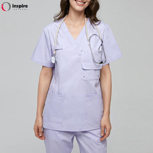 New Dress Summer Uniform Ladies <b>Scrub</b> Suit Solid Design <b>Scrub</b> Sets <b>Nursing</b> <b>Scrubs</b> Uniforms Sets by Inspire Apparel - Product Image 4