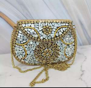 Elegante bolso de Metal de resina para mujer, bolso de mano y bolsos de mano para mujer, bolso de mano hecho a mano para niñas, fiesta para boda - Product Image 2