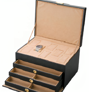 Joyero de accesorios de viaje de lujo de cuero de gamuza de alta calidad para mujer - Product Image 1