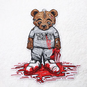 แผ่นป้ายปักลาย3D หมีสีน้ำตาลตัวรีดติดเสื้อแจ็กเก็ตทีมตัวแทนสัตว์สำหรับเสื้อผ้าส่วนใหญ่เป็นวัสดุผ้า - Product Image 1